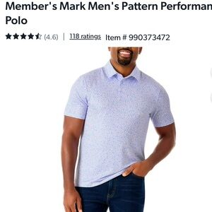 Men's Pattern Performance Polo - Light Blue